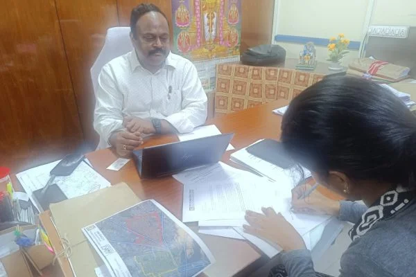 Team having a discussion in an office