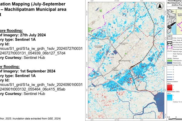 Hydrology analysis watershed delineation map for Machilipatnam and Krishna River basin
